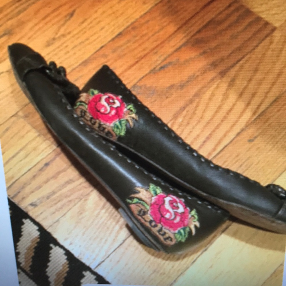 Isabella Fiori 6 brown leather flats embroidery